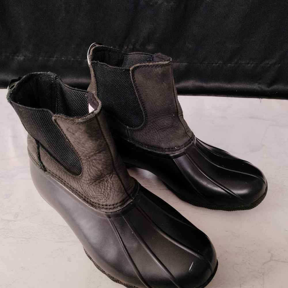 Sperry Black Women's Sz 7.5 Saltwater Winter & Rain Boots Chelsea
